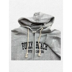 NWT Trade Heritage Mens Sz M Full Zip Hoodie Folly Beach South Carolina Grey